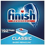 Finish Classic Spülmaschinentabs, phosphatfrei – Geschirrspültabs mit Powerball für die Basis-Reinigung des Geschirrs – Für 3 Monate – Gigapack mit 192 Finish Tab