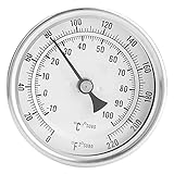 Changor Bi-Metall Thermometer, Klar Brauen Wasserkocher Brauen Zoll Glas Wählen Metall Korrosion Widerstand zum Homebrew Bier und Wein T