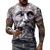Mens 3D Face Print T-Shirt mit kurzen Ärmeln Sommer T-Shirt lässige Trainingsob