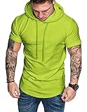 COOFANDY Herren Fitness T-Shirt Muscle-Shirt Kurzarmshirt Sport Bekleidung Leuchtendes Grün S