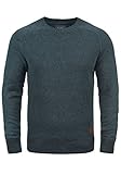 Blend Gandolf Herren Strickpullover Feinstrick Pullover Mit Rundhals Und Melierung Aus 100% Baumwolle, Größe:XL, Farbe:Navy (70230)