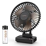 Tischventilator Leise, Funme Mini Tischventilator Batterie Starker Ventilator Exquisit Tragbarer Lüfter rmit 6700mAh Akku 5.5-23H 3 Einstellbare 90 ° Drehbarer für Schreibtisch Zuhause Büro Schw
