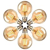 Edison Vintage Glühbirne, Massway LED Vintage Glühbirne E27 G80 4W Warmweiss Antike Filament LED Glühlampe, Ideal für Nostalgie und Retro Beleuchtung im Haus Café Bar - 6 Stück
