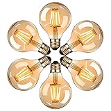 Edison Vintage Glühbirne, Massway LED Vintage Glühbirne E27 G80 4W Warmweiss Antike Filament LED Glühlampe, Ideal für Nostalgie und Retro Beleuchtung im Haus Café Bar - 6 Stück