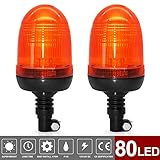 2 Pcs LED Rundumkennleuchte, 12/24 Volts Gelb Rundumleuchte Warnleuchte Auto - DIN - flexibel für Gabelstapler-Traktor Golfwagen UTV Anhänger SUV