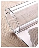LBBGM Glasklar PVC Folie, Transparente Tischdecke Tischfolie, PVC Wasserdicht/Ölbeständig Wischtisch Schutztischdecke Transparente Tischdecke Tischschutz Waschbare(Color:1.0mm,Size: 100x200cm)