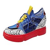 Eaylis Damen Sneakers mit Schlangenleder-Print Lässige Laufsportschuhe mit Keilabsatz, Turnschuhe Sportschuhe Sneaker Straßenlaufschuhe Leichtgewichts Atmungsaktiv Walkingschuhe Outdoor L