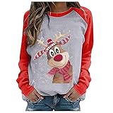 LEEDY Sweatshirt Damen Ohne Kapuze Druck Damen Pullover Warm Winter Baggy Atmungsaktiv Blusen Druck Frauen Langarm Vintage Streetwear Casual Pulli Sport Lose Herb