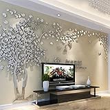 3D Wandaufkleber DIY Baum Wandtattoos Wandkunst Sticker Wandbilder Wanddekoration für Hause Weihnachten Schlafzimmer, Halle, Treppen, Babyzimmer, Kindergarten (Silber Links,M-250 * 130cm)