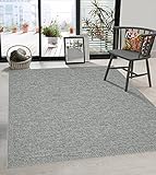 the carpet Calgary - robuster Teppich, Flachgewebe, modernes Design, ideal für Küche und Esszimmer, Vintage-Optik, Boho-Style, besonders flach, auch für den Außenbereich, Grau, 80 x 150