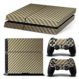 ZOUD Konsole Kohlefaser Skin Sticker Wrap Controller Staubdicht Vinyl Cover Aufkleber Griff Schutzhülle Shell Kompatibel mit PS4 Konsole Schutzhülle Carbon Fiber Skin Sticker Wrap