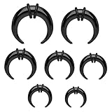 PunkJewelry Piercing Dehnungssichel Expander Black 7er Set Acryl (Kunststoff)