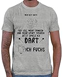 HARIZ Herren T-Shirt Mein Arzt Sagte Dart Darten Dartscheibe Sport Fun Trikot Inkl. Geschenk Karte Grau Meliert XXL