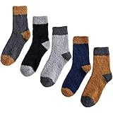 ANGUYA 5 or 6 Paar Kuschelsocken Herren Bettsocken Kuschel Flauschig Weiche Socken Haussocken Warme Dicke (Mischfarben, One size)