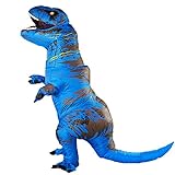 Rafalacy Aufblasbares Dinosaurier-Kostüm für Erwachsene Blow Up T-Rex Kostüm Lustige Halloween Party Kostüm Jurassic Dinosaurier Cosplay Verkleidung Anzug, blau, Einheitsgröß