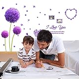 Rjjrr Klavier Mädchen Wandaufkleber Diy Lila Löwenzahn Blume Pflanzen Wandtattoos Für Kinderzimmer Baby Schlafzimmer Küche Dekoration S