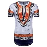 TWIFER Vintage Sommer T-Shirt Herren Casual Afrikanischen Gedruckt O Hals Pullover Kurzarm T-Shirt Top B