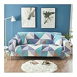 KnBoB Sofahusse 2 Sitzer, Hell Lila Blau Grau Weiß Braun, Dreieck Muster Sofabezug Polyester Sofa Überzug 2 Sitzer 145-185CM