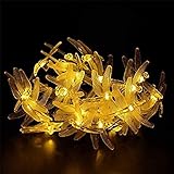 Obubble Solar Lichterkette Libellen Aussen Gartenleuchten im Freien Wasserdicht Lichterkette außen Solar für Garten, Balkon, Terrasse, Hochzeiten, Party