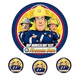 Tortenaufleger Geburtstag Tortenbild Zuckerbild Oblate Motiv: Feuerwehrmann Sam 22 (Zuckerpapier)