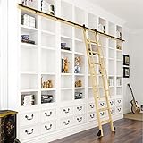 Schiebetür Komplettset Schiebeleiter Bibliotheks-Hardware-Rollschiene (Keine Leiter), Rolling Ladder Library Full Set Hardwarespur Mit Bodenrollenrädern Einziehbarer Rundrohr-mobile Leiterschiene,