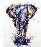 Kreuzstich Stickpackungen Vorgedruckt Set Erwachsene, Farbe Elefant,40×50cm,Stickvorlagen Stickbilder Kreuzstich Stickpackung Sticken Starter Set für Erwachsene Kinder AnfäNg