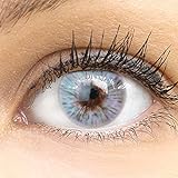 Sehr stark deckende und natürliche graue Kontaktlinsen 'Trento Gray' SILIKON COMFORT NEUHEIT farbig grau + Behälter von GLAMLENS - 1 Paar (2 Stück) - DIA 14.50 - Ohne Stärke 0.00 Diop