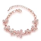 QueenDer Damen Armband Rosegold Mode Armbänder Opal Sieben Rose Blume Roségold Luxus Zirkonia Armkette Schmuck für Frauen Mädchen Rosa Charm Geschenk