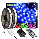 LE LED Strip,10m (2x5m) LED Streifen, RGB Band, 5050 SMD 300 LEDs stripes, LED Lichterkette Lichtband mit 44 Tasten Fernbedienung, verstellbare Helligkeiten Farbwechsel Strip für Haus, Party, Bar, TV