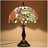 Retro-Schreibtischlampe LED-Buntglas-Schatten-Tischleuchte 18 Zoll E27-Sockel Nachttischleuchte Industrielle Aluminiumlegierung Nachtlichter für Club-Hotel-Bar-Dekoration, nicht enthaltene Glühb