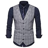 Frühling und Herbst Herren Anzug Weste Anzug Jacke Große Größe Ärmelloser Anzug Kontrolle Weste herren (Color : Light Gary, Size : XL)