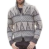 Pajiay Strickwaren Herren Revers Gemischte Farbe Jacquard Strickjacke Herren Slim Fit Trend Mode Sweater Herren Komfortabel Sanft Atmungsaktiv Übergangsjacke Herren B-008 S