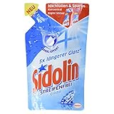 Sidolin Cristal Streifenfrei, Glasreiniger mit Abperl-Effekt, Nachfüllpack (4 x 250 ml)