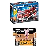 Playmobil City Action 9464 Feuerwehr-Rüstfahrzeug mit Licht und Sound, Ab 5 Jahren + Duracell Plus AAA Alkaline-Batterien, 12er Pack