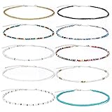 Choker-Halskette mit Perlen, Choker mit winzigen Perlen, verstellbare Strand-Halskette, bunte Choker-Halskette im Boho-Hawaii-Stil, Schmuck für Damen und Mädchen, Weiche Keramik,