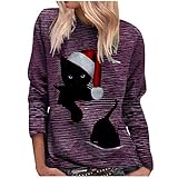MOKBAY T-Shirt Damen Oberteil mit Geister Print Lässiges Schulterfreies Für größere Ansicht Maus über das Bild ziehen Langarm Kostüm Mädchen Gruselig Zuckerdekor Mädchen Deko Draußen Hex