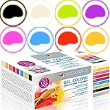 Gel Lebensmittelfarben 8er Set (je 35g:Ekrü, Gelb, Pink, Rot, Violett, Blau, Grün, Schwarz) für Fondant Marzipan Cupcake Sahne KuchenTorte E