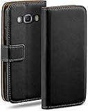 moex Klapphülle für Samsung Galaxy J7 (2016) Hülle klappbar, Handyhülle mit Kartenfach, 360 Grad Schutzhülle zum klappen, Flip Case Book Cover, Vegan Leder Handytasche, Schw