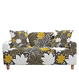 Elastischer Sofabezug für Wohnzimmer mit tropischem Blumenblatt elastischer Kombinationssofabezug L-förmiger Ecksofabezug A3 4-S