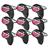 Amagogo 9 Stücke Universal PU Golf Iron Headcover, Club Head Covers, Golf Club Protector 17.5x9cm für Outdoor Reise Anti Scratch - Black