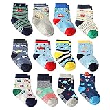 Wobon 12 Paar Kleinkind Jungen ABS Socken Baby Jungen Baumwolle Socken, Neugeborene Säugling Anti Rutsch Socken (12 Paare Super Star, 0-9 Monate)