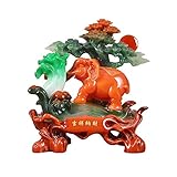 Hong Yi Fei-Shop Dekoration Buddha Lucky Polyresin Elefant Dekoration Moderne chinesische Handwerk Elefant Statue Home Wohnzimmer Weinschrank Dekoration TV Kabinett Feng Shui Ornament Buddha-Skulp