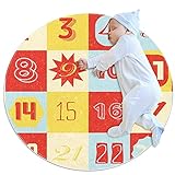 Rutschfester Kreis Teppich Retro Adventskalender Maschinenwaschbar Teppich Bodenmatte für Eingangsbereich Schlafzimmer Leicht zu reinigen Modern Weich Wohnzimmer Tepp