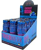 SCHUB Energy Shot , 12x60ml ; 200mg Koffein , Energy Drink mit 10 Wirkstoffen (Blaue Himbeere)