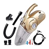 Handstaubsauger 10 in 1 Auto Innenstaubsauger schnurlos, Handheld 12V Auto Kunststoffsitz / Armaturenbrettreiniger, eingebauter Reifen-Inflator + Manometer + LED Licht, nasser / trockener Hoover,