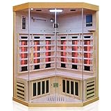 Dewello Infrarotkabine BRANDON 120x120 Dual-Therm für 1-2 Personen aus Hemlock Holz mit Vollspek