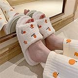 QPPQ rutschfeste Baumwollpantoffeln,Herbst- und Winter-niedliche Hausschuhe, Home Plüsch-Baumwollschuhe-Weiß (2)_36-37,Warme Baumwollp