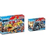 PLAYMOBIL City Action 70557 Feuerwehreinsatz mit Löschfahrzeug, Inkl. Licht- und Soundeffekt, Für Kinder von 4 - 10 Jahren & City Action 9360 SEK-Truck mit Licht- und Soundeffekten, Ab 5 J