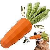 Hundespielzeug Unzerstörbar, Interaktives Hundespielzeug Quietschend, Karotte Hundespielzeug Intelligenz, Naturkautschuk Kauspielzeug Hund für Training und Zahnreinigung, Chase, Interaktives(Orange)