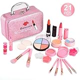 balnore Kinderschminke Set Mädchen 21 Stück Waschbar Schminke Kinder Schminkkoffer Kosmetikset Mädchen Kinder Makeup-Set Rollenspiel Spielzeug Geschenk ab 3 4 5 J